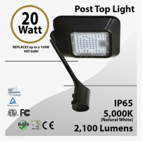 20w Led Landscaping Top Of Post Light 2100 Lm 5000k - Light, HD Png Download, Free Download