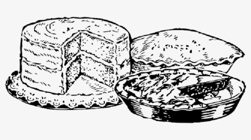 Black, Food, Slice, Cake, Outline, Drawing, White - Desserts Clip Art Black And White, HD Png Download, Free Download