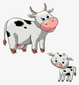 Pictures Of A Cartoon Cow - Cow And Calf Images Cartoon, HD Png Download, Free Download