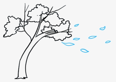 How To Draw Falling Leaves - Easy Fall Tree Drawing, HD Png Download, Free Download