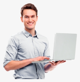 Man With A Laptop Png, Transparent Png, Free Download