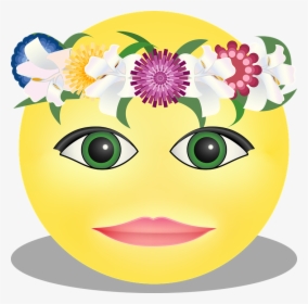 Graphic, Mayday Smiley, Mayday, Emoji, Emoticon - Mujer Con Flores En La Cabeza Animado, HD Png Download, Free Download