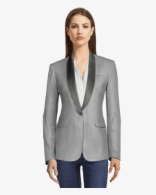Grey Tuxedo Blazer - Womens Grey Tuxedo Blazer, HD Png Download - kindpng