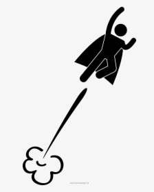 Superhero Flying Coloring Page - Stick Figure Super Hero, HD Png Download, Free Download