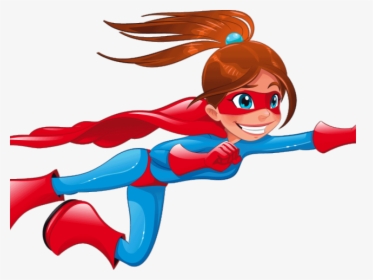 Free Super Hero Girl Flying Clip Art, HD Png Download, Free Download