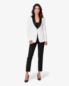 White Polyester Tuxedo-conpading3 - Black And White Suit Woman, HD Png Download, Free Download