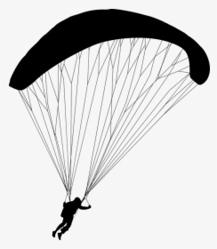 Paragliding, Parachute, Silhouette, Sport, Athlete, - Paragliding Clipart Black And White, HD Png Download, Free Download