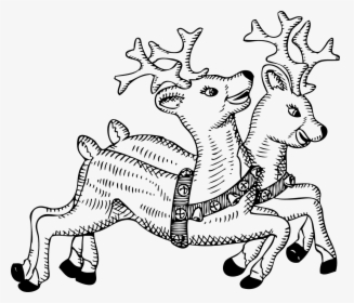 Football Clipart Free Black And White Christmas Clip - Christmas Reindeer Clipart Black And White, HD Png Download, Free Download