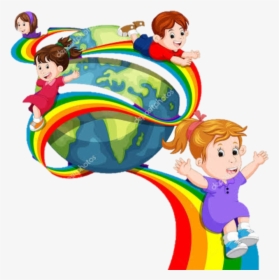 Kids Sliding Down Rainbow, HD Png Download, Free Download
