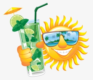 Sun Relaxing With Cocktail Clipart Png Freeuse Download - Sun With Drink Png, Transparent Png, Free Download