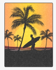 Tropical Surfer At Sunset Blanket 50"x60" - Attalea Speciosa, HD Png Download, Free Download
