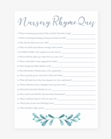 Blue And Silver Baby Shower Games Nursery Rhyme Quiz - Baby Names Shower Game, HD Png Download, Free Download