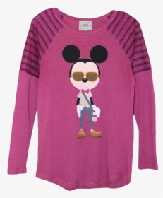 A Pink Long Sleeve Shirt With A Illustration Of Mickey - Sweater, HD Png Download, Free Download