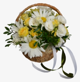 Basket With Chamomiles Flower Shop Studio Flores - Bouquet, HD Png Download, Free Download