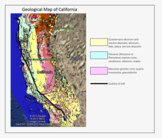 The Legend Specifies The Main 3 Lithologies Seen Along - California, HD Png Download, Free Download