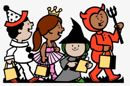 Halloween Parade Clipart Free Clip Library Halloween - Trick Or Treaters Cartoon, HD Png Download, Free Download
