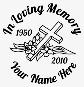 In Loving Memory Cross With Flowers Sticker - Illustration, HD Png Download, Free Download