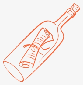 Bottle Note Drawing , Png Download - Note In A Bottle Drawing, Transparent Png, Free Download