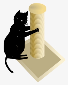 Free Cat And Scratching Post - Cat Using Scratching Post Clipart, HD Png Download, Free Download