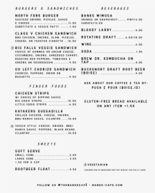 Banks Cafe Menu, HD Png Download, Free Download