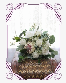A Gorgeous Silk Artificial Protea Rose And Baby"s Breath - Basket For Flower Girl Wedding, HD Png Download, Free Download