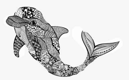 Zentangle Dolphin Clipart , Png Download - Тату Дельфин Эскиз, Transparent Png, Free Download