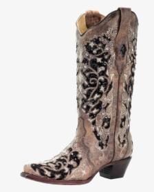 Corral Women"s Black Sequins Inlay & Floral Embroidery - Cowboy Boot, HD Png Download, Free Download