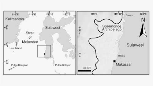 Strait Of Makassar And Spermonde Shelf - Map, HD Png Download, Free Download