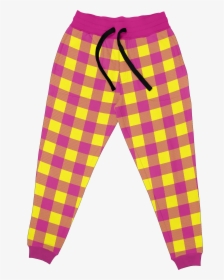 Neon Yellow & Pink Plaid Unisex Joggers Jogger Pant - Black Plaid Pj Pants, HD Png Download, Free Download