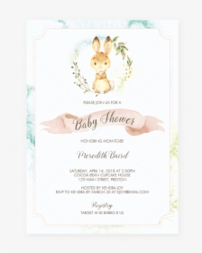 Bunny Baby Shower Invitation Template By Littlesizzle"  - Rabbit, HD Png Download, Free Download