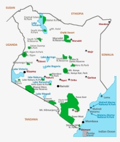 Major Lakes, National Parks, And Reserves In Kenya - Major Lakes In Kenya, HD Png Download, Free Download