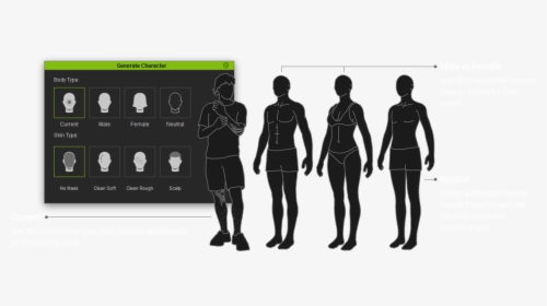 3d Face Body Type - Standing, HD Png Download, Free Download
