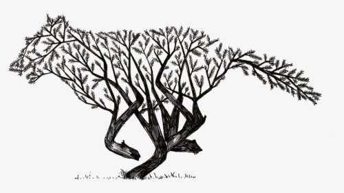 #trees #animal #silhouette #cats - Ballpoint Pen Black Drawing, HD Png Download, Free Download
