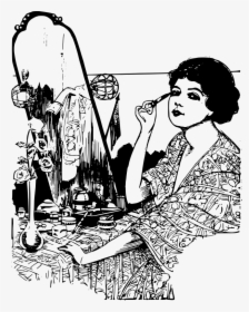 Lady Puts On Makeup - Transparent Makeup Clipart Black And White, HD Png Download, Free Download