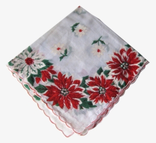 Vintage Christmas Holiday Poinsettia Handkerchief Png - Handkerchief Png, Transparent Png, Free Download