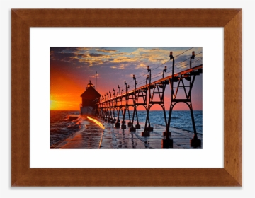 Grand Have Pier Lighthouse Beach Scenic Sunset Printed - South Haven Light, HD Png Download, Free Download