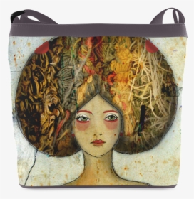 Big Hair Art Print Drawing Illustration Painting Pretty - Coin Purse, HD Png Download, Free Download