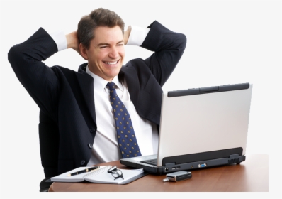 Businessman With Laptop Png, Transparent Png, Free Download