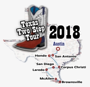 Texas Two Step Boot Tour Logo And Map Of Workforce - Boot, HD Png Download, Free Download