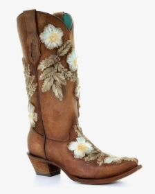 Corral Ladies Tobacco Hand Painted & Floral Woven Boots - Women Cowboy Boots Flower Print, HD Png Download, Free Download