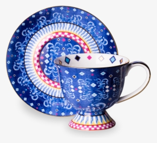 Eleganza Tall Cup And Saucer Cobalt - Coffee Cup, HD Png Download, Free Download