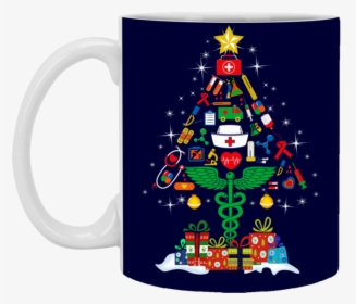 Funny Nurse Christmas Tree Printed Mug 11 Oz - Nurse Christmas Tree Shirt, HD Png Download, Free Download