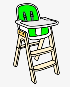 High Chair, White Tray, Blond Wood, Steps, Bright Green - Clip Art High Chair, HD Png Download, Free Download