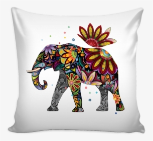 Floral Elephant Pillow Case, White Background"  Class= - Multicolor Sunflower Elephant, HD Png Download, Free Download