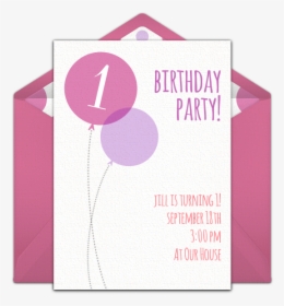 Pink Milestone First Birthday Online Invitation - Paper, HD Png Download, Free Download