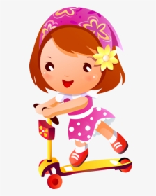 Cartoon Kid Scooter, HD Png Download, Free Download