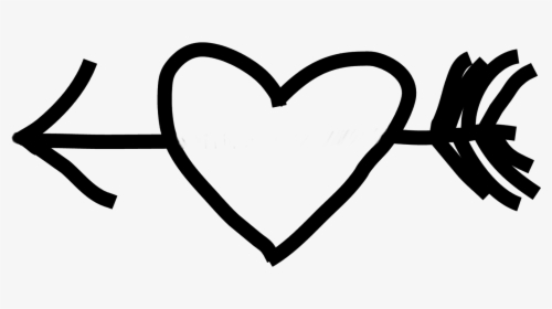 Heart Black And White Drawing Clip Art - Clip Art Arrow Heart Black And White, HD Png Download, Free Download