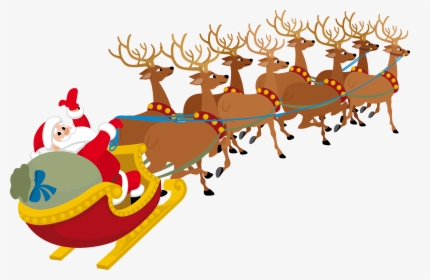 Santa Claus Reindeer Sled Clip Art - Santa Claus On His Sleigh Transparent Background, HD Png Download, Free Download