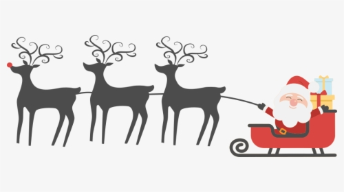 Happy Santa, Sleigh And Reindeer, HD Png Download, Free Download