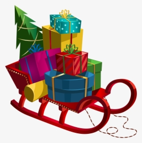Christmas With Gifts Png - Santa Sleigh And Gifts, Transparent Png, Free Download